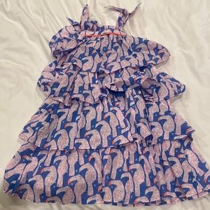 Ruffle toucan dress, purple/blue